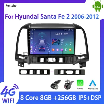 Pentohoi Rádio do Carro Para Hyundai Santa Fe 2 2006-2012 Android 12 de DVD Multimídia Player de Vídeo Estéreo Carplay Auto GPS 4G WIFI DAB+
