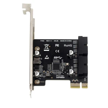 PH62 PCIE Cartão de placa de Adaptador de 2 portas USB3.0 Hub Interno 19/20 Pin Header USB 3 Para PCIE Placa de Adaptador de PCI Express