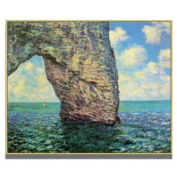 Pintados à mão, de alta qualidade de reprodução de Manneport na Maré Alta, de Claude Monet, paisagem pintura a óleo de decoração de casa de imagem