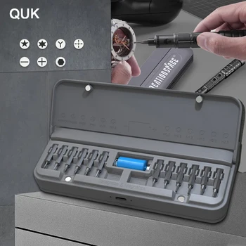 QUK sem corda Elétrica, chave de Fenda de Precisão do Conjunto de Bits de Carregamento em caixa Andaime Kit Para o Telefone Esperto do Computador de Reparo da Ferramenta de Poder