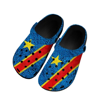 República democrática do Congo Bandeira Casa Entope Personalizado Água Mens Sapatos de Mulher Adolescente Sapato Respirável Praia Buraco Chinelos de quarto