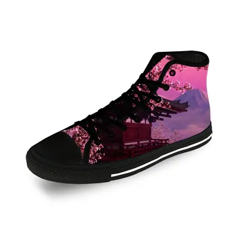 SAKURA FLOR de CEREJEIRA Floral Casual Pano de Moda de Impressão 3D de Alta Superior Sapatos de Lona Homens Mulheres Respirável Leve Tênis