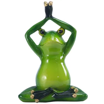 Sapo Estatueta Multi-Cor Postura De Yoga Cheio De Vitalidade, A Resina De Yoga Sapo Ornamento De Jardim Com A Coroa Para O Pátio Presente De Aniversário Souve