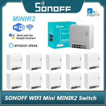 SONOFF MINIR2 wi-Fi Mini Smart DIY Muda de MINI R2 Interruptor de Suporte de 2 Vias de Controle EweLink de Controle de APLICATIVO Funciona Com Alexa Inicial do Google