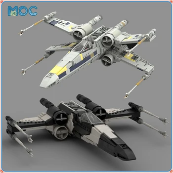 Série militar Partidário Azul Líder T-65 x wing starfighter Lutador de Tijolos Moc construção de Blocos de DIY Modelo de Criança Brinquedos de Presente de Aniversário