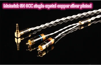Um único cristal de cobre banhado a prata de 3,5 mm virar um ponto de duas lotus linha 1 ponto 2RCA cabo de áudio