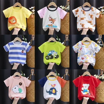 Verão Baby T-Shirts Crianças dos desenhos animados T-shirt Animal Impressão de Dinossauro Leão T-Shirt Meninos Meninas Tops Tees Cartoon Roupas de Crianças