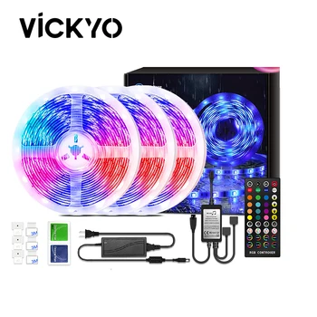 VICKYO Luzes LED Strip RGB 5050 Bluetooth Controlo Flexível da Fita Lâmpada faixa de opções do Diodo IP65 Para o Festival do Computador na Sala de TV, luz de fundo