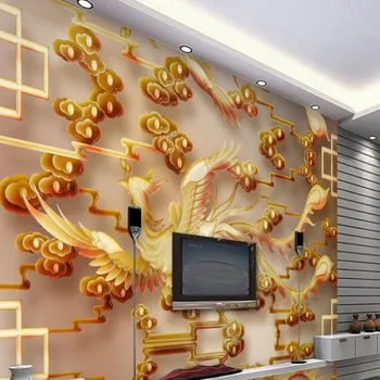 wellyu Personalizado grandes murais Phoenix Xiangyun jade em relevo PLANO sofá de fundo de parede não tecido papel de parede papel de parede